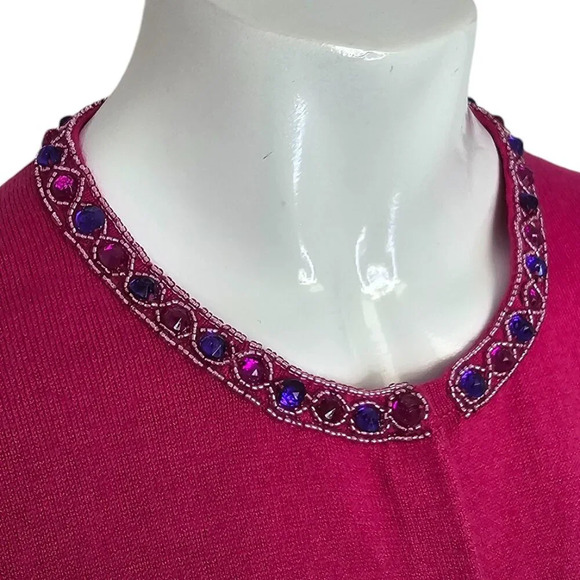 Tibi Womens Silk Angora Jewelled Button Front Cardigan Size Medium 3/4 Sleeve - Picture 4 of 8